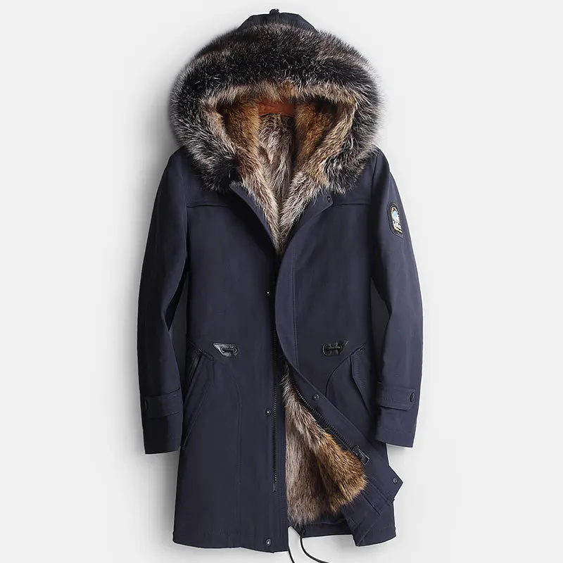 Фото Пальто с натуральным мехом зимняя куртка Мужская парка подкладкой из
