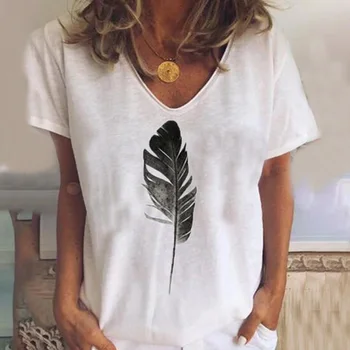 футболка с перьями Plus Size Tee Women Summer Feather Printed T-shirt Harajuku Graphi Printed Tee Femme V-Neck Camisetas Mujeres 
футболка с перьями Plus Size Tee Women Summer Feather Printed T-shirt Harajuku Graphi Printed Tee Femme V-Neck Camisetas Mujeres