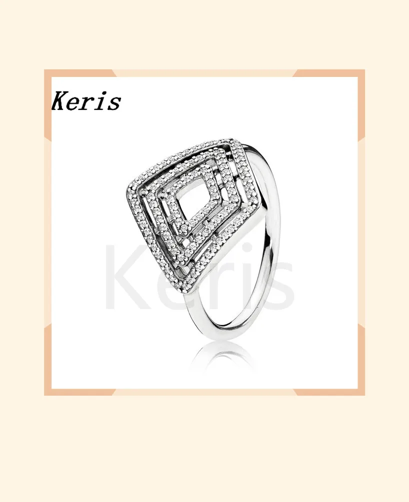 Keris store 100% Серебряное 1:1 Гламурное 196210cz Геометрические линии Оригинальное Женское
