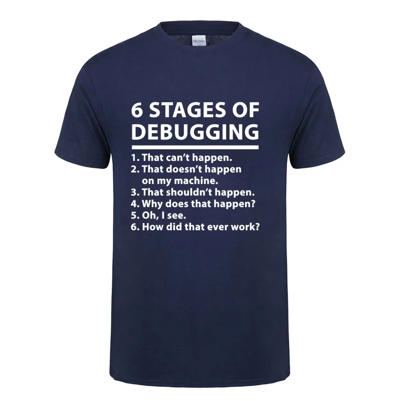 6 Stages Of Debugging Printed T-Shirt For Men Women Cotton Short Sleeve Bug Coding Computer Programmer Funny T Shirt Tshirt Tee
6 Stages Of Debugging Printed T-Shirt For Men Women Cotton Short Sleeve Bug Coding Computer Programmer Funny T Shirt Tshirt Tee