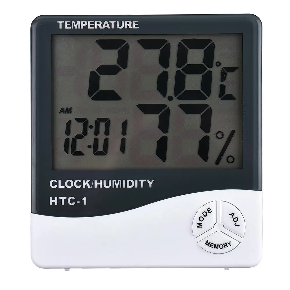 HTC-1 LCD Digital Temperature Humidity Meter -1 -2 Indoor Outdoor Hygrometer Thermometer Weather Station With Clock
HTC-1 LCD Digital Temperature Humidity Meter -1 -2 Indoor Outdoor Hygrometer Thermometer Weather Station With Clock