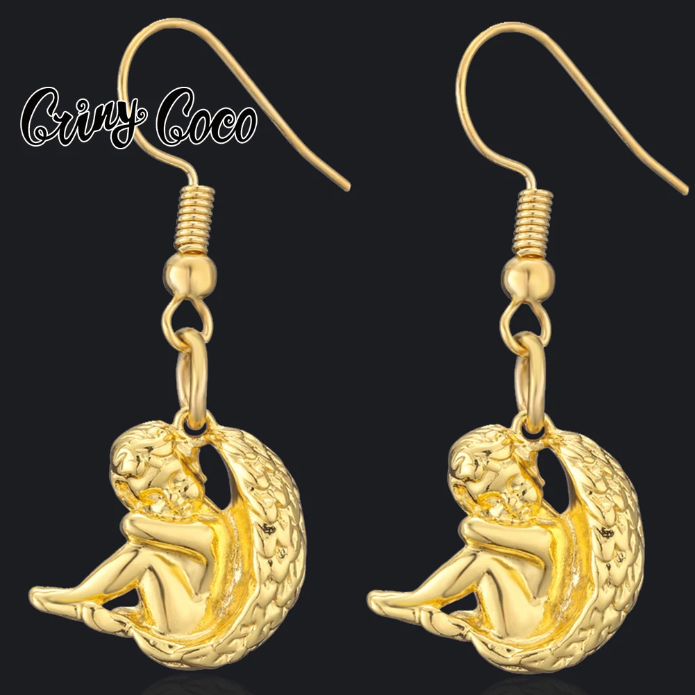 Фото Cring Coco Baby Pendant Earrings Unique Moon Gold Plated Women's Earring Hip Hop Jewelry Party Gifts Wedding for Women | Украшения и