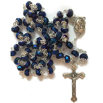 Blue Crystal Beads Catholic Rosary Necklace Virgin Holy Land Holy Baby Religious Cross Necklaces Men and Women Christmas Gift
Blue Crystal Beads Catholic Rosary Necklace Virgin Holy Land Holy Baby Religious Cross Necklaces Men and Women Christmas Gift