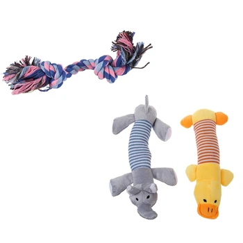 2Pcs Dog Chew Squeaky Toys Plush Squeak Elephant+Duck & 1pcs Braided Rope Bone Chewing Toy18cm Length
2Pcs Dog Chew Squeaky Toys Plush Squeak Elephant+Duck & 1pcs Braided Rope Bone Chewing Toy18cm Length