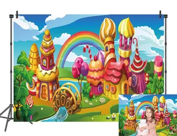 Candyland Photo Backdrop Cartoon Fairy Forest Ice Cream Donut Lollipop Rainbow Background Cake House Birthday Party Decor Banner
Candyland Photo Backdrop Cartoon Fairy Forest Ice Cream Donut Lollipop Rainbow Background Cake House Birthday Party Decor Banner
