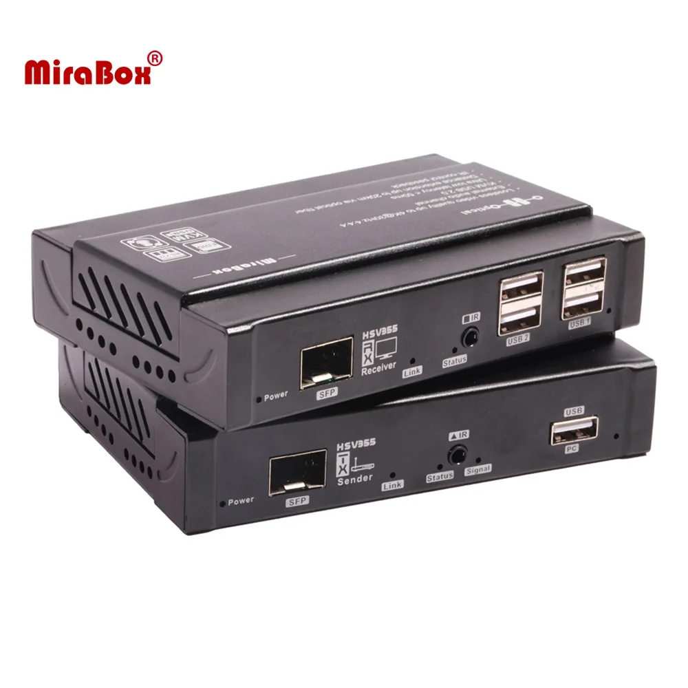MiraBox HSV355 KVM волоконный удлинитель 4K SFP LC SC интерфейс без задержки 20 км USB2.0 из