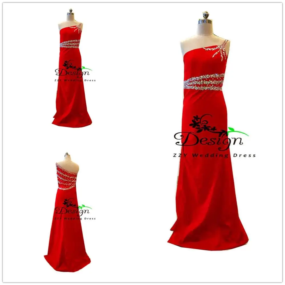 Real Images Red Chiffon One-Shoulder Sheath Beading Full-Length Mother Of The Bride Dresses Evening Dresses Sweep Train
Real Images Red Chiffon One-Shoulder Sheath Beading Full-Length Mother Of The Bride Dresses Evening Dresses Sweep Train