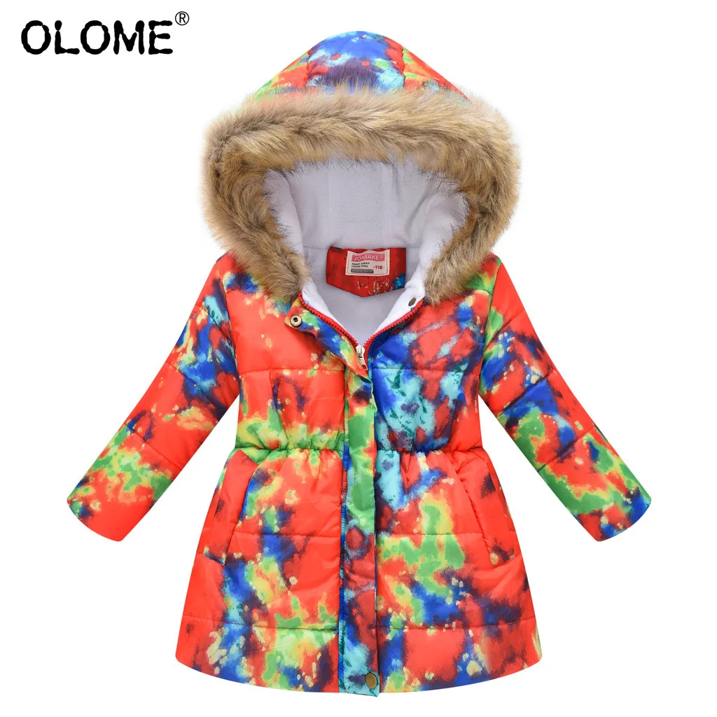 

Kid Girls Winter Coat Toddler Quilted Jacket Fashion Toddler Girl Outwear Children Winter Clothes OLOME 2-8 Years Baby Jackets