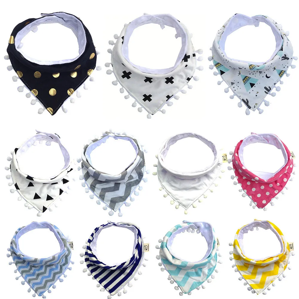 Baby Bandana Bib for 0~3 Yearls Old triangle towel cotton tassels saliva towel bib Boys Girls Saliva Towels