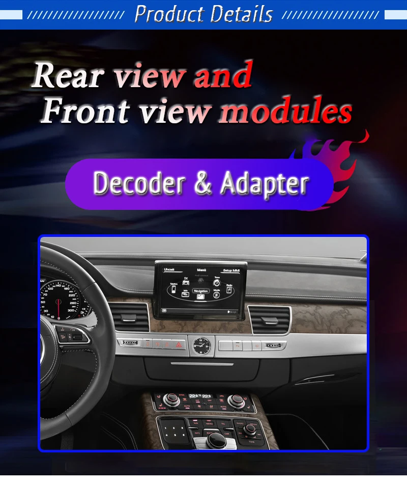 For Audi A8 D4 4H MMI 2011~2017 Interface Rear View Camera Decoder Original Car Screen Upgrade Front Reverse Backup Camera Adpte DZD