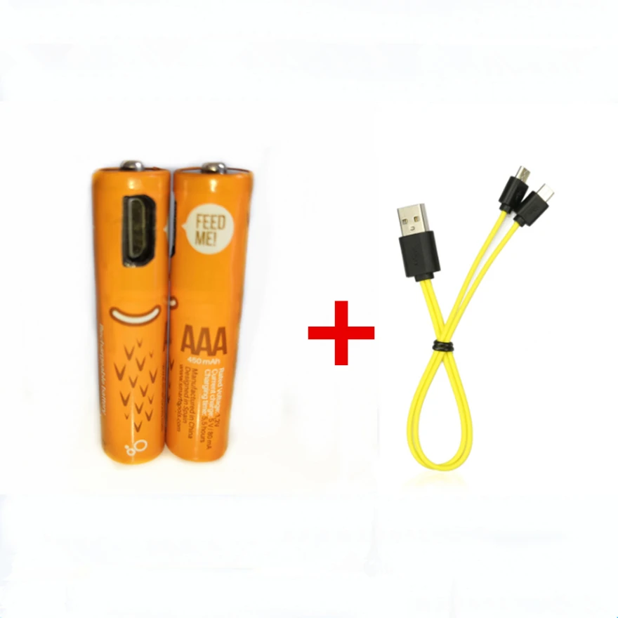 2pcs Hot new product 1.2V AAA rechargeable battery 450mAh USB Ni-MH rechargeable battery + 2 in 1 Micro USB charging cable
2pcs Hot new product 1.2V AAA rechargeable battery 450mAh USB Ni-MH rechargeable battery + 2 in 1 Micro USB charging cable