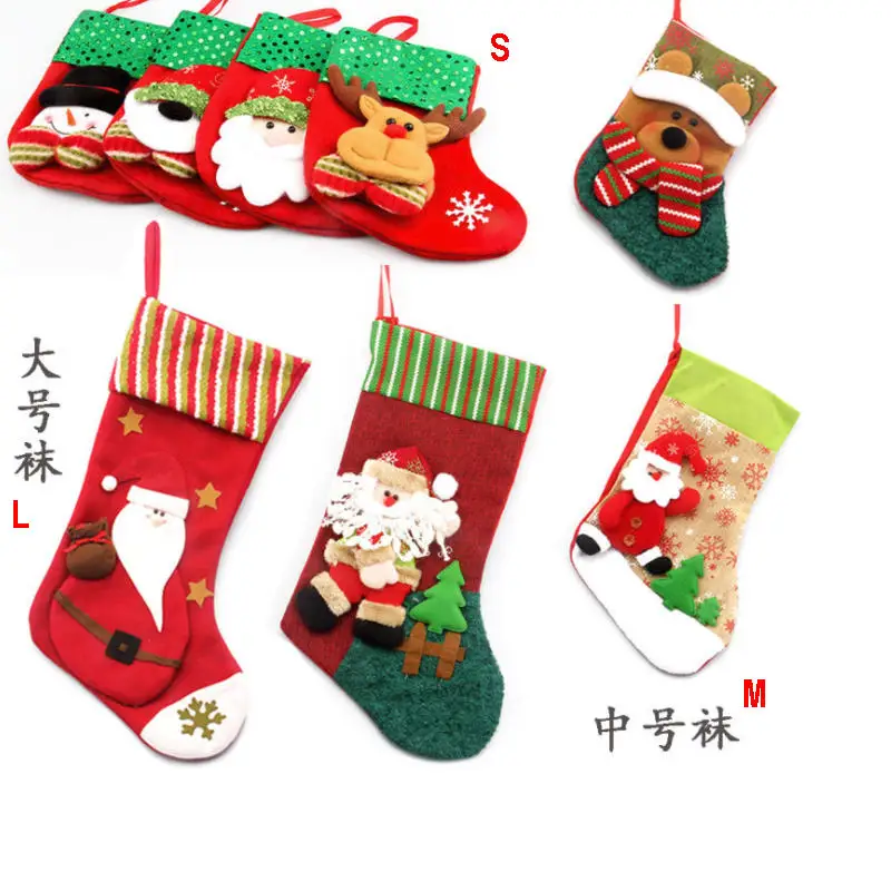 socks painted withtrees gifts bag hanging ornamnet for christmas