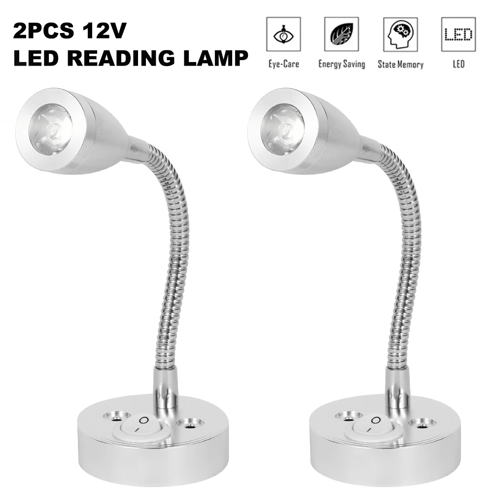 2PCS Flexible LED Reading Light 12V LED Spot Reading Night Light ON OFF Switch Camper Caravan VAN Boat Motorhome for Home Bedroo
2PCS Flexible LED Reading Light 12V LED Spot Reading Night Light ON OFF Switch Camper Caravan VAN Boat Motorhome for Home Bedroo