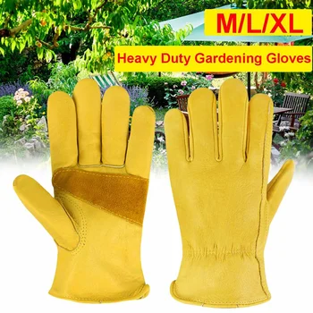 

Heavy Duty Gardening Gloves Non-slip Breathable Cowhide Leather Blending Household Glove Thorn Proof Work Gloves Outdoor Gadgets