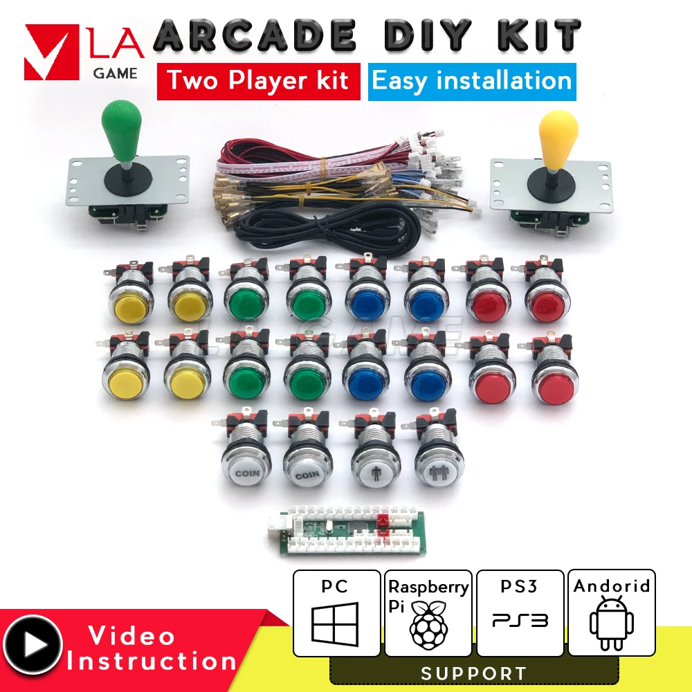 diy kit 2 player zero delay usb encoder to PC Rasberry PI sanwa joystick led arcade button arcade console for mame jamma project
diy kit 2 player zero delay usb encoder to PC Rasberry PI sanwa joystick led arcade button arcade console for mame jamma project