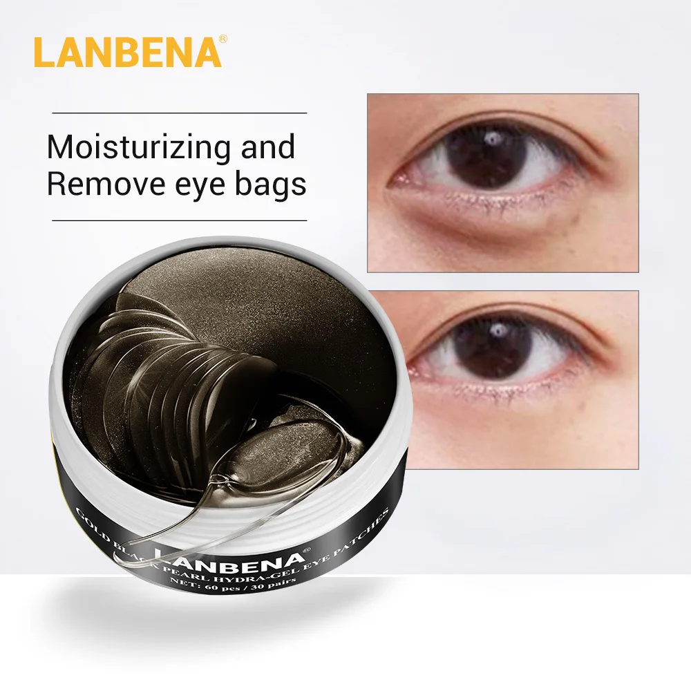 Фото LANBENA Face Mask Gold Black Pearl Collagen Eye Patch Gel Care Repairing Wrinkle Lighten Skin Erase Bag 60pcs | Красота и здоровье