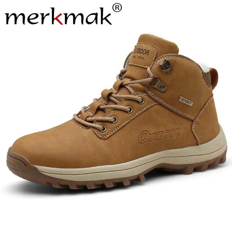 Merkmak Winter Warm Men's Boots Leather Fur Plus Men Snow Boots Waterproof Working Casual Ankle Boots Man Shoes High Top Hombre
Merkmak Winter Warm Men's Boots Leather Fur Plus Men Snow Boots Waterproof Working Casual Ankle Boots Man Shoes High Top Hombre