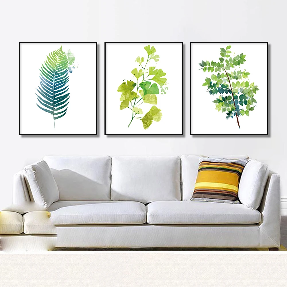Laeacco Scandinavia Style Canvas Painting Nordic Modern Home Decoration Abstract Leaf Decor Wall Art Picture Posters and Prints | Дом и сад