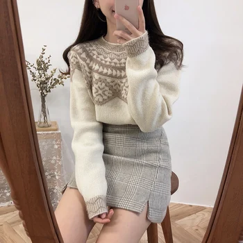 2 colors 2019 winter korean style vintage christimas snow warm knitted sweaters womens sweaters and pullovers (C9185) 
2 colors 2019 winter korean style vintage christimas snow warm knitted sweaters womens sweaters and pullovers (C9185)