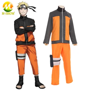 

Anime Shippuden Uzumaki Naruto Cosplay Costume Orange Jacket Ninja Uniform Full set Halloween Outfit for Adult Men
