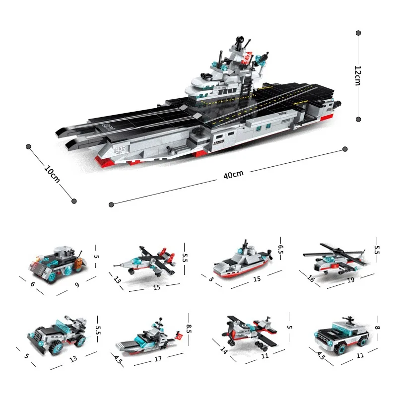 8in1 643pcs Children's educational building blocks toy Compatible Legoings city Military series Aircraft and carrier battleship
8in1 643pcs Children's educational building blocks toy Compatible Legoings city Military series Aircraft and carrier battleship