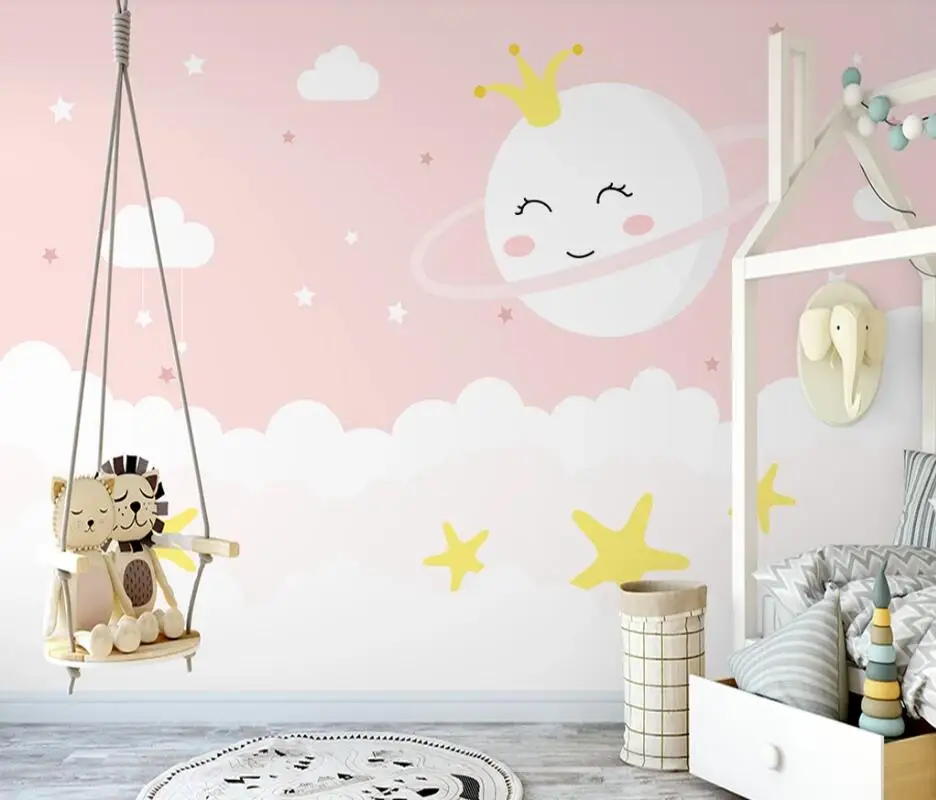 AINYOOUSEM розовая Звездная Луна ребенок принцесса комната фон обои 3d наклейки |
