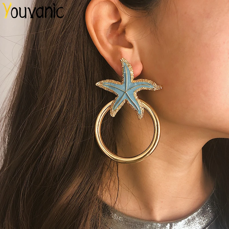 Youvanic bohemia Women Big Starfish Shell Drop Earrings Gold Sea Star Circle Dangle Statement Earring Female brinco Jewelry 1392
Youvanic bohemia Women Big Starfish Shell Drop Earrings Gold Sea Star Circle Dangle Statement Earring Female brinco Jewelry 1392