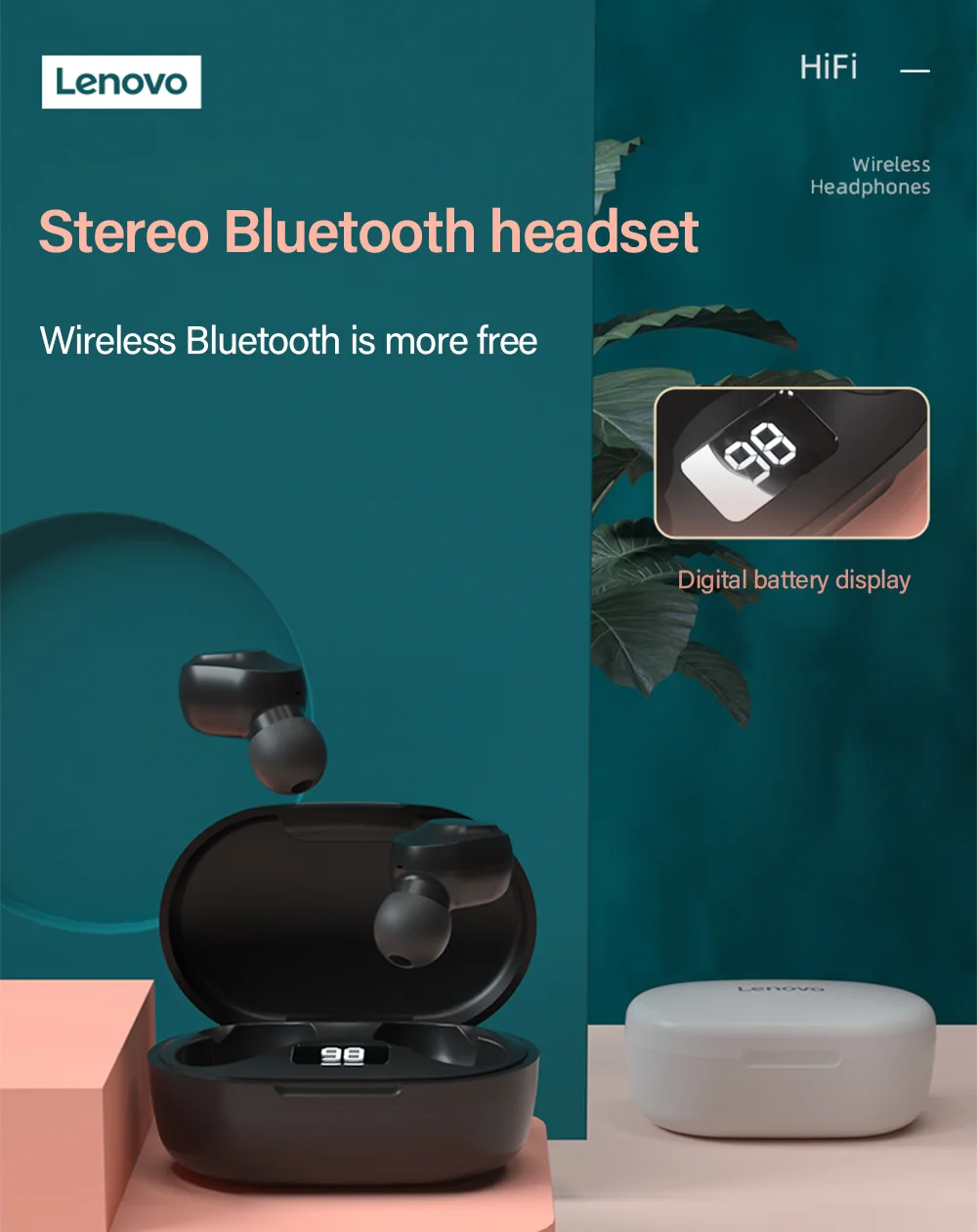 Original Lenovo QT81 TWS Earphone Wireless Bluetooth Headphones AI Control Gaming Headset Stereo bass With Mic Noise Reduction