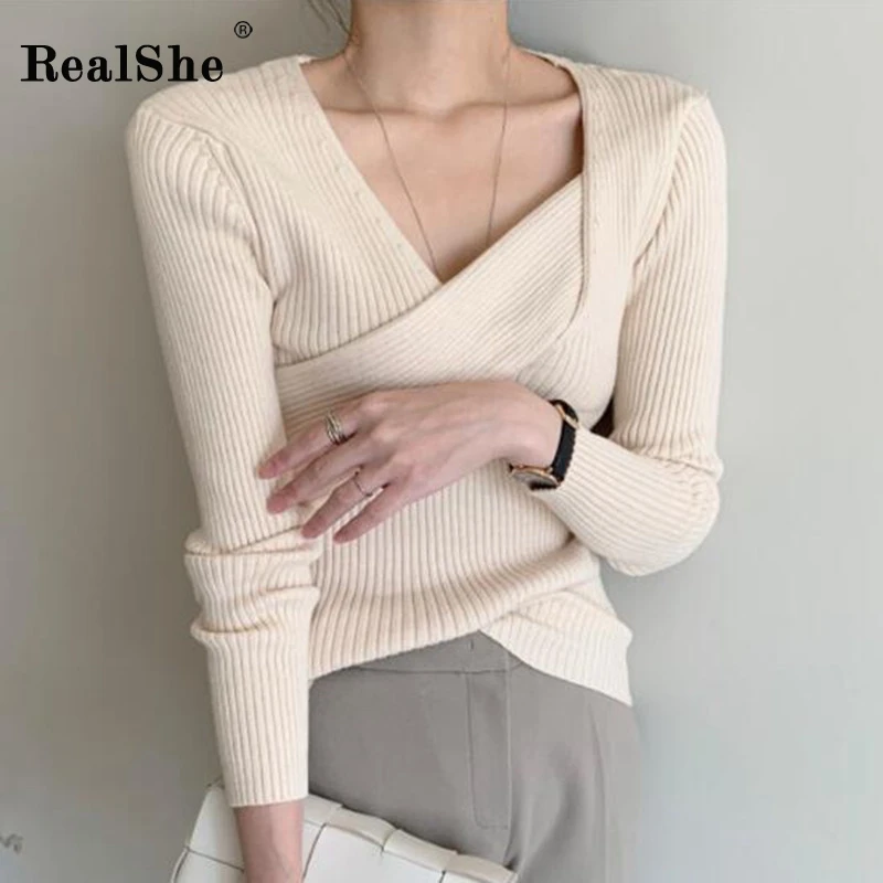 RealShe Cashmere Sweater Women V-Neck Full Sleeve Solid Sweater Woman Pullover 2020 Spring Autumn Casual Elegant Female Sweater
RealShe Cashmere Sweater Women V-Neck Full Sleeve Solid Sweater Woman Pullover 2020 Spring Autumn Casual Elegant Female Sweater