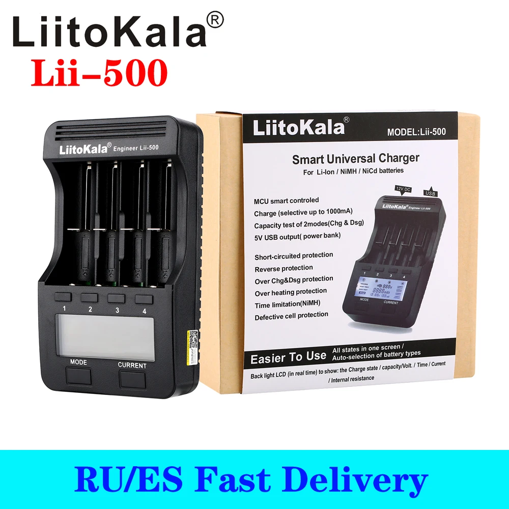 LiitoKala lii-500 LCD 3.7V 1.2V 18650 26650 16340 14500 10440 18500 20700B 21700 Battery Charger with screen
LiitoKala lii-500 LCD 3.7V 1.2V 18650 26650 16340 14500 10440 18500 20700B 21700 Battery Charger with screen