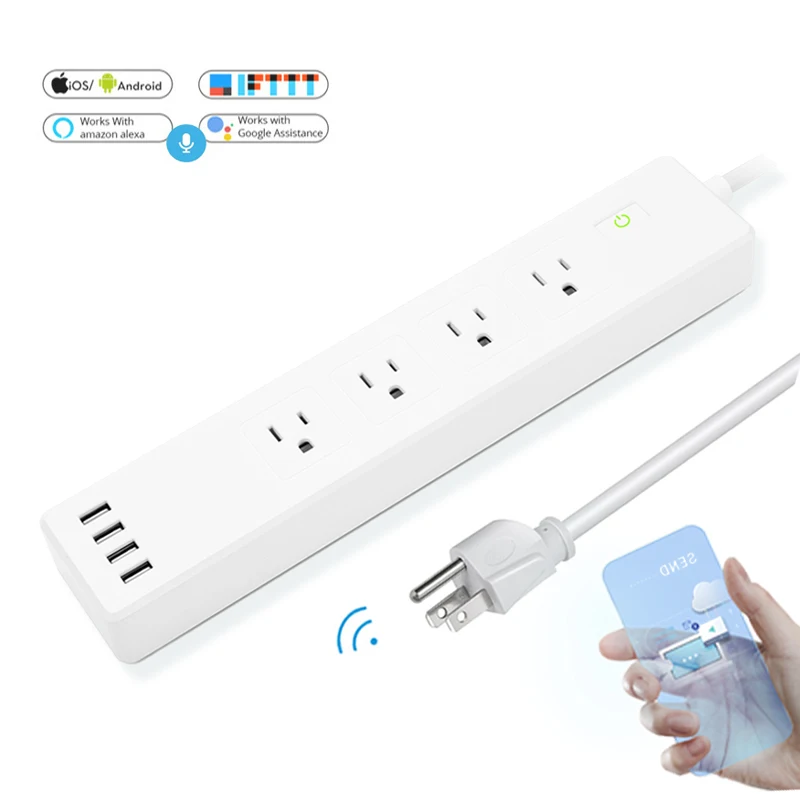 Smart Wifi Power Strip Us Extension Cord Socket Surge Protector with 4 USB Electrical Plug Energy Saver for Home&Office
Smart Wifi Power Strip Us Extension Cord Socket Surge Protector with 4 USB Electrical Plug Energy Saver for Home&Office