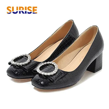 Rhinestone Women Pumps 5cm Medium Block Heels Square Toe Black Crocodile Patent Leather Casual Party Crystal Buckle Ladies Shoes
Rhinestone Women Pumps 5cm Medium Block Heels Square Toe Black Crocodile Patent Leather Casual Party Crystal Buckle Ladies Shoes