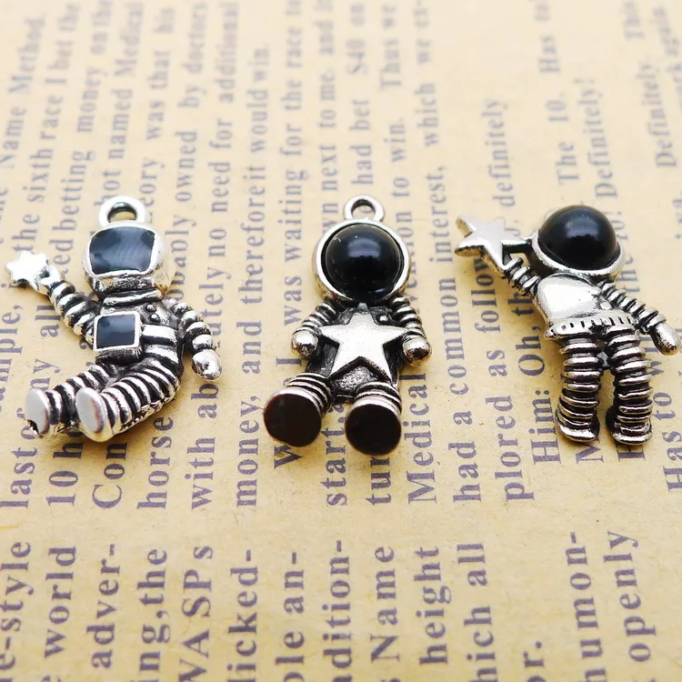 6pcs Creative Bronze Space Astronaut Earring Alloy Charms DIY Jewelry Make Necklace Key Chain Pendants Hand Accessory | Украшения и