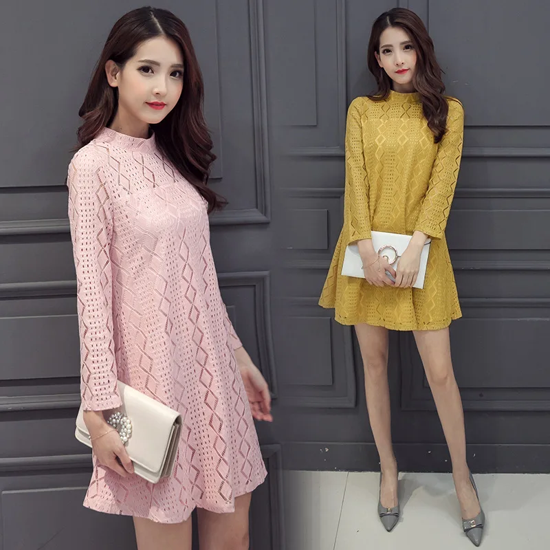 2017 Spring New Style Korean-style Lace Slim Fit Mid-length Long Sleeve A- line Skirt Large Size Dress Women's Fashion
2017 Spring New Style Korean-style Lace Slim Fit Mid-length Long Sleeve A- line Skirt Large Size Dress Women's Fashion