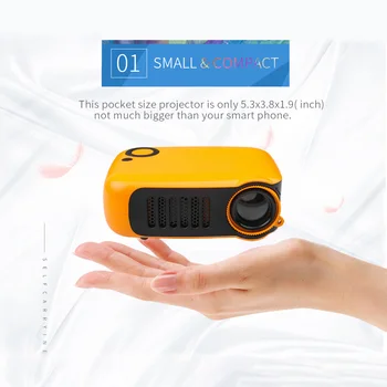 Portable A2000 Mini Projector With Tripod Support 1080P HDMI Micro SD Card USB LCD 50000 Hours Lamp Life Home Video Proyector
Portable A2000 Mini Projector With Tripod Support 1080P HDMI Micro SD Card USB LCD 50000 Hours Lamp Life Home Video Proyector