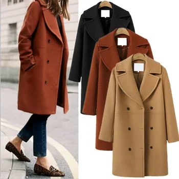 Elegant Long Woolen Coat Women Lapel Warm Solid Baggy Ladies Fashion Winter Overcoat Outwear Double Breasted Jacket
Elegant Long Woolen Coat Women Lapel Warm Solid Baggy Ladies Fashion Winter Overcoat Outwear Double Breasted Jacket