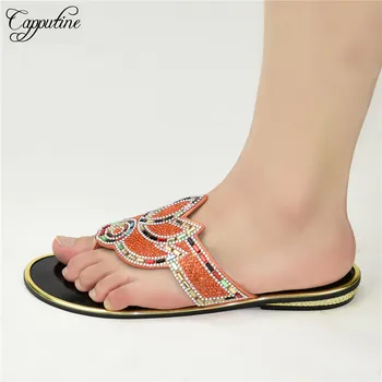 New Coming Orange African Women's Lower Heel Slippers Shoes With Rhinestones 88-25,Heel Height 2CM 
New Coming Orange African Women's Lower Heel Slippers Shoes With Rhinestones 88-25,Heel Height 2CM