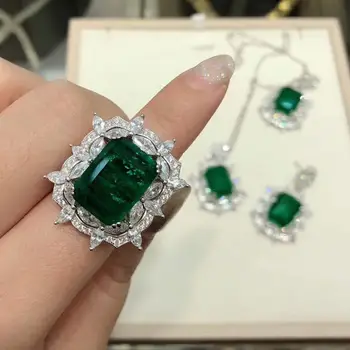 Women gift fine jewelry solid 925 sterling silver created diamond Emerald gemtone cubic zircon rings Anniversary Jewelry 
Women gift fine jewelry solid 925 sterling silver created diamond Emerald gemtone cubic zircon rings Anniversary Jewelry