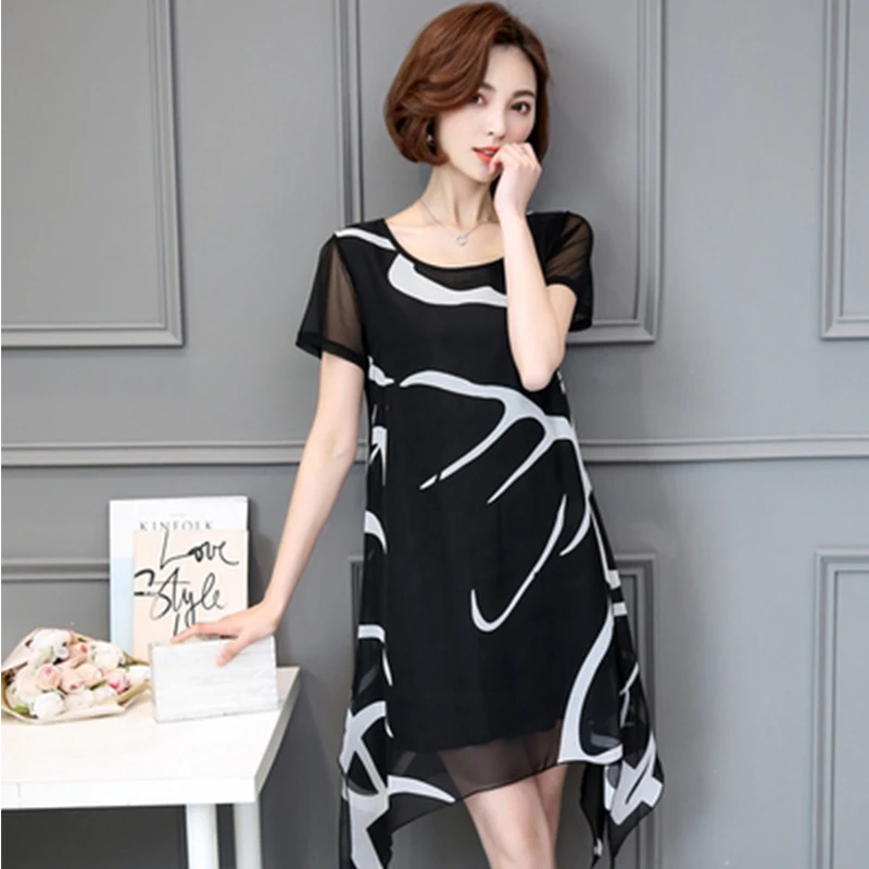2020 Fashion Plus SiSze 5XL Women Dress Casual Loose Print Stripe Chiffon Dress Black O-Neck A-Line Dress Women's Clothing
2020 Fashion Plus SiSze 5XL Women Dress Casual Loose Print Stripe Chiffon Dress Black O-Neck A-Line Dress Women's Clothing