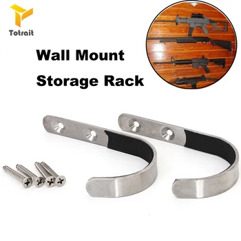 

TOtrait 1 Pair Gun Wall Mount Storage Rack J-Hook Rifle Shot gun Hangers Set Anti-Scratch New Stainless steel gun rack