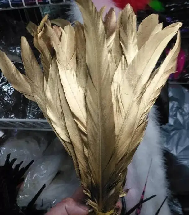 Rooster tail feather Gold color DIY feather clothing jewelry accessories wedding supplies performance necessary
Rooster tail feather Gold color DIY feather clothing jewelry accessories wedding supplies performance necessary