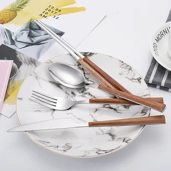 304 Stainless Steel Wooden Handle Tableware Cutlery Soup Spoon Teaspoon Fork Steak Knife Rivets Chopsticks Silverware Dinnerware 
304 Stainless Steel Wooden Handle Tableware Cutlery Soup Spoon Teaspoon Fork Steak Knife Rivets Chopsticks Silverware Dinnerware