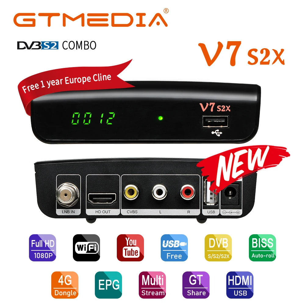 GTMEDIA V7 S2X HD DVB-S/S2/S2X Support H.265 Europe Cccam 5 lines Support Online Movie Youtube Youporn upgrade V7S HD
GTMEDIA V7 S2X HD DVB-S/S2/S2X Support H.265 Europe Cccam 5 lines Support Online Movie Youtube Youporn upgrade V7S HD