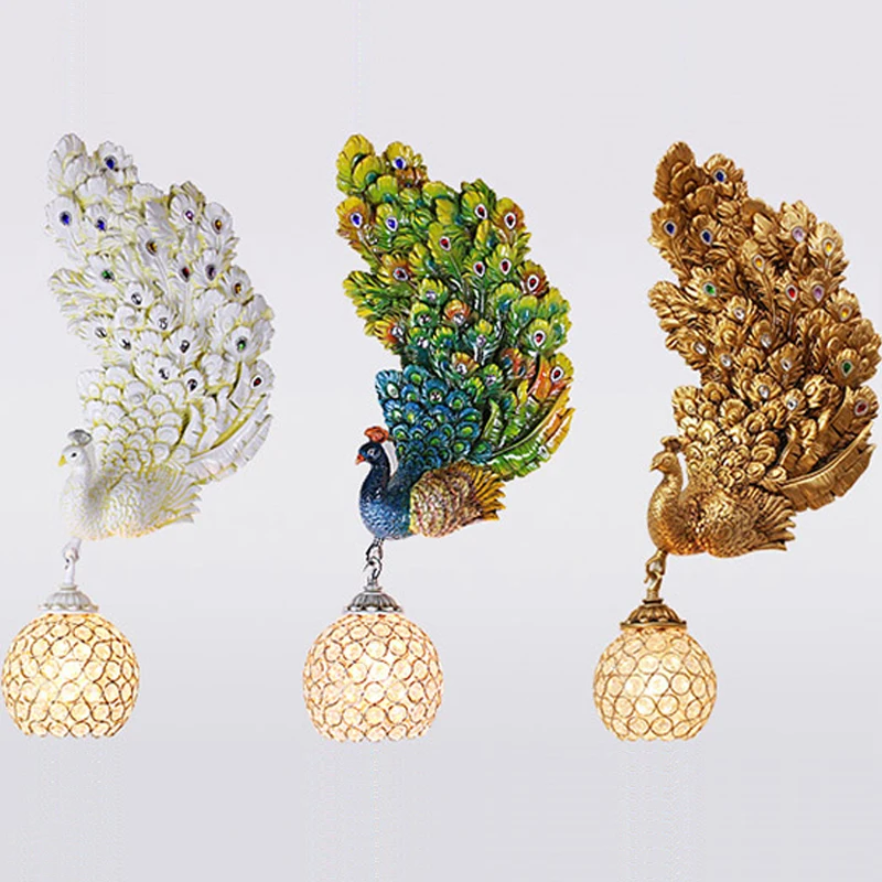 Creative Peacock Wall Lamps Gold Colorful Art Bird Light Wall Sconces Modern Lighting Fixtures Living Room Home Decor Luminarias 
Creative Peacock Wall Lamps Gold Colorful Art Bird Light Wall Sconces Modern Lighting Fixtures Living Room Home Decor Luminarias