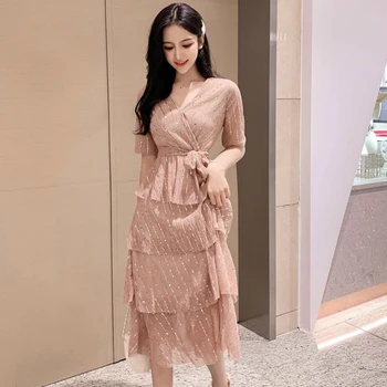 Keatingberus 2020 Elegant Women's Dress Pink V-neck Short-sleeved Sweet French Dress Beach Vacation Explosion Mesh Dress X212
Keatingberus 2020 Elegant Women's Dress Pink V-neck Short-sleeved Sweet French Dress Beach Vacation Explosion Mesh Dress X212