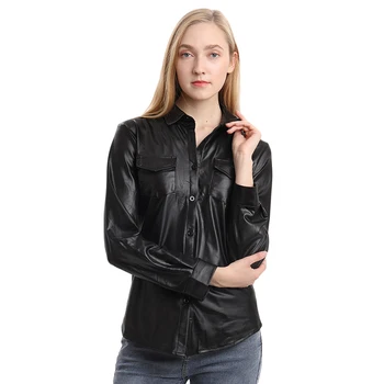 PU Leather Blouse for Women 2019 Autumn Clothing Long Sleeve Shirts and Blouses Turn-down Collar Slim Shirt Chemise Femme
PU Leather Blouse for Women 2019 Autumn Clothing Long Sleeve Shirts and Blouses Turn-down Collar Slim Shirt Chemise Femme
