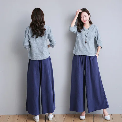 Cotton Linen Yoga Clothes Suit Female Autumn Chinese-style Women's Tea Art Clothes Chinese Clothing Tops Loose Pants Two-Piece S
Cotton Linen Yoga Clothes Suit Female Autumn Chinese-style Women's Tea Art Clothes Chinese Clothing Tops Loose Pants Two-Piece S