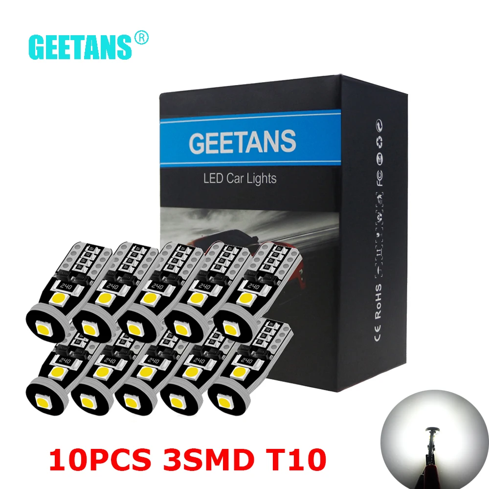 GEETANS 10PCS T10 W5W 194 Car LED Lamps Reverse Light Brake Light Strobe Light Dome Light 12V 3SMD 5050 Led Turn Signal Light CJ
GEETANS 10PCS T10 W5W 194 Car LED Lamps Reverse Light Brake Light Strobe Light Dome Light 12V 3SMD 5050 Led Turn Signal Light CJ
