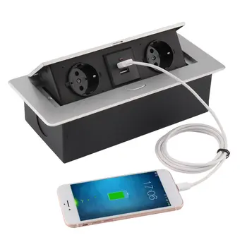 Practical Silver Round Side Desktop Conference Table Pop-Up Socket 2 Outlets Plug + 2USB Inserts Multipurpose Sockets EU Plug
Practical Silver Round Side Desktop Conference Table Pop-Up Socket 2 Outlets Plug + 2USB Inserts Multipurpose Sockets EU Plug