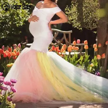 Rainbow Maternity Dress Fishtail Photography Colorful Pregnancy Lace Stitching Mesh Short-sleeved Trailing Maxi Dress Photo Prop
Rainbow Maternity Dress Fishtail Photography Colorful Pregnancy Lace Stitching Mesh Short-sleeved Trailing Maxi Dress Photo Prop